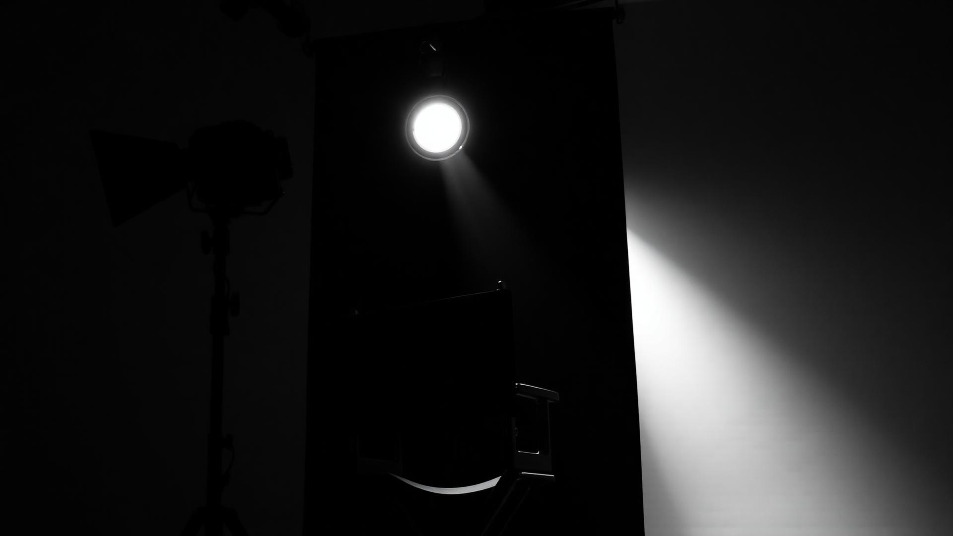 Cinematic film studio spotlight